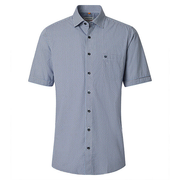 Redmond | Freizeithemd Kurzarm | Baumwolle | Kent Kragen | Rot Minimal Druck