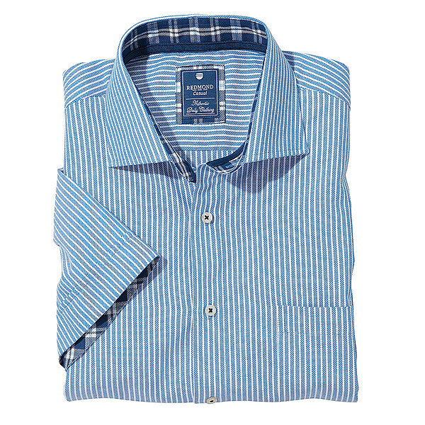Redmond | Halbarm Hemd Natt | Farbe Blau Streifen
