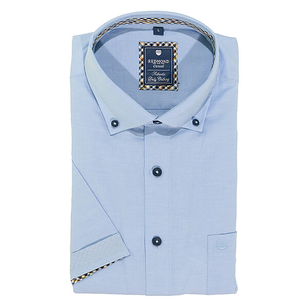 Redmond | Halbarmhemd | Baumwolle | Button Down Kragen | Blau