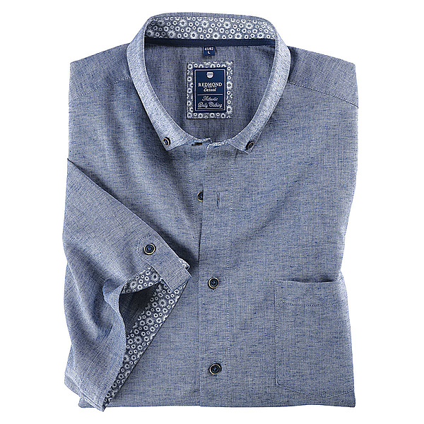 Redmond | Halbarmhemd | Leinen-Baumwoll-Mix | Button-down-Kragen | Marine