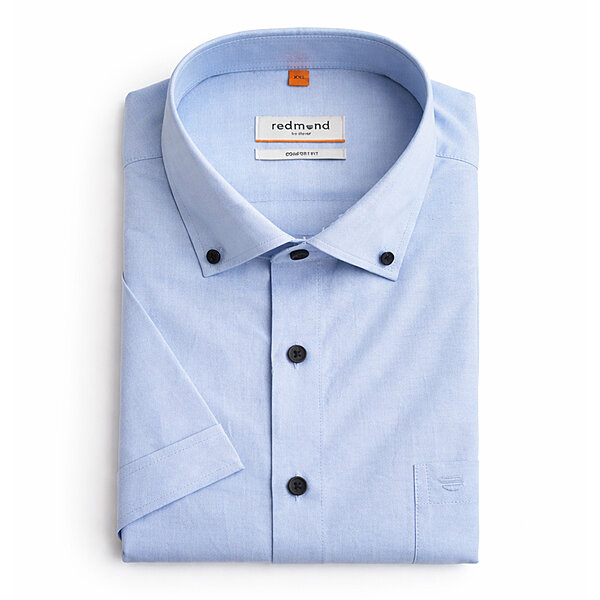 Redmond | Kurzarmhemd | Baumwolle | Button Down Kragen | Blau