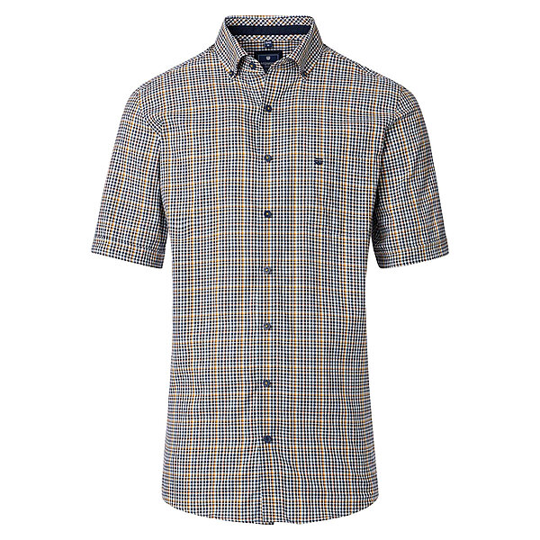 Redmond | Kurzarmhemd | Baumwolle | Button-down-Kragen | Gelb Karo