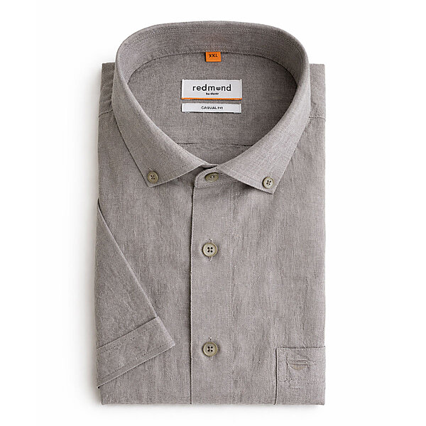 Redmond | Kurzarmhemd | Leinen Mix | Oliv