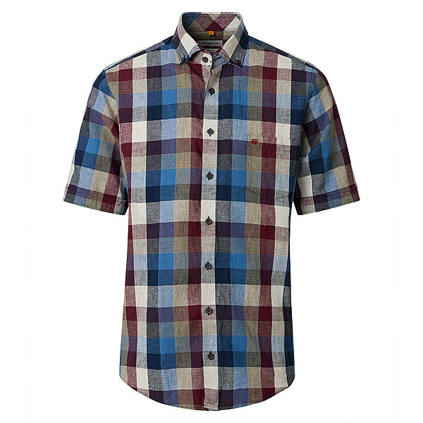 Redmond | Kurzarmhemd | Leinen Mix | Rot Karo