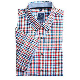 Redmond | Lässig-modernes Sommerhemd | Halbarm | Button-down-Kragen | rot Karo