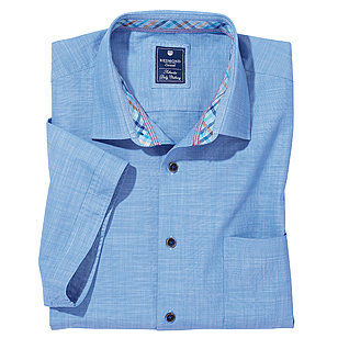 Redmond | Lässig-modernes Sommerhemd | Halbarm Kentkragen | Farbe blau