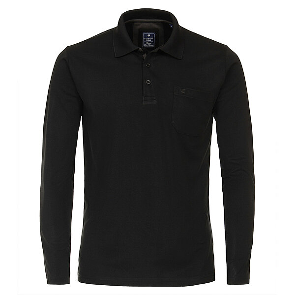 Redmond | Langarm Polo | Easy Care | Schwarz