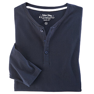Redmond | Langarm-T-Shirt | Henley-Kragen | Blau