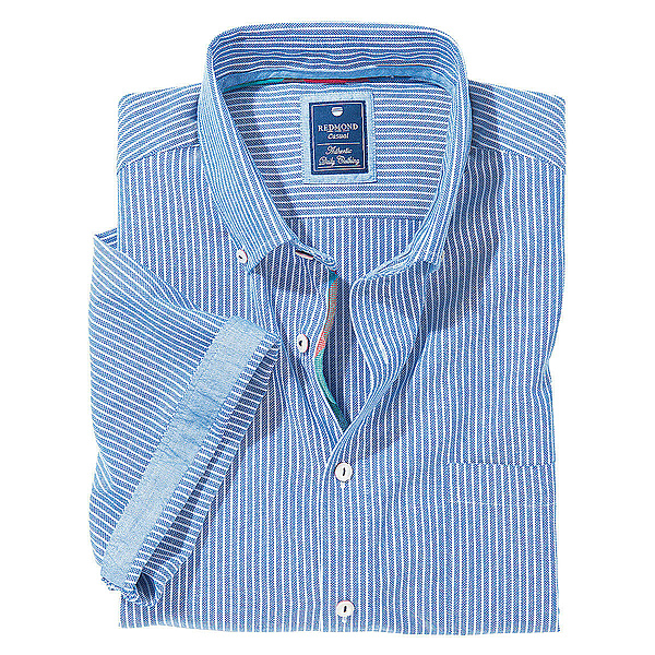 Redmond | Luftiges Halbarmhemd | Baumwolle Button down Kragen | Streifen