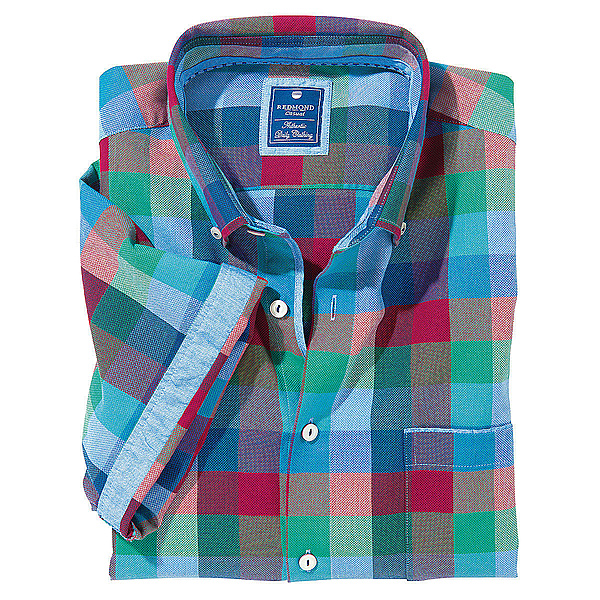Redmond | Luftiges Halbarmhemd | Baumwolle Button down Kragen | Würfelkaro