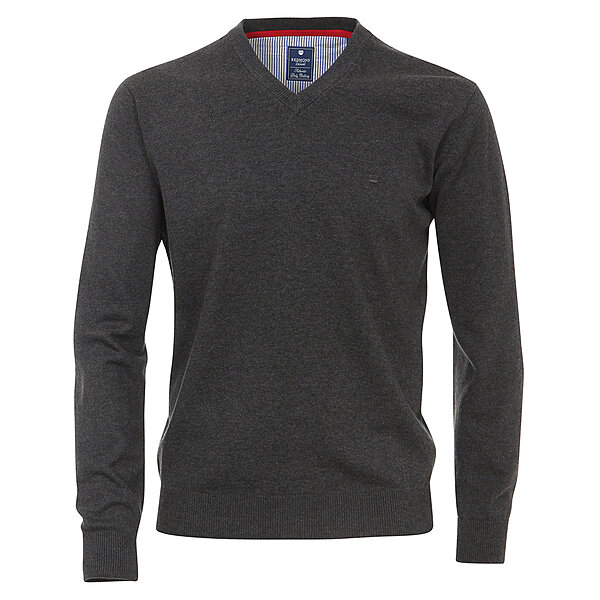 Redmond | Pullover Baumwolle | V-Ausschnitt | Anthrazit