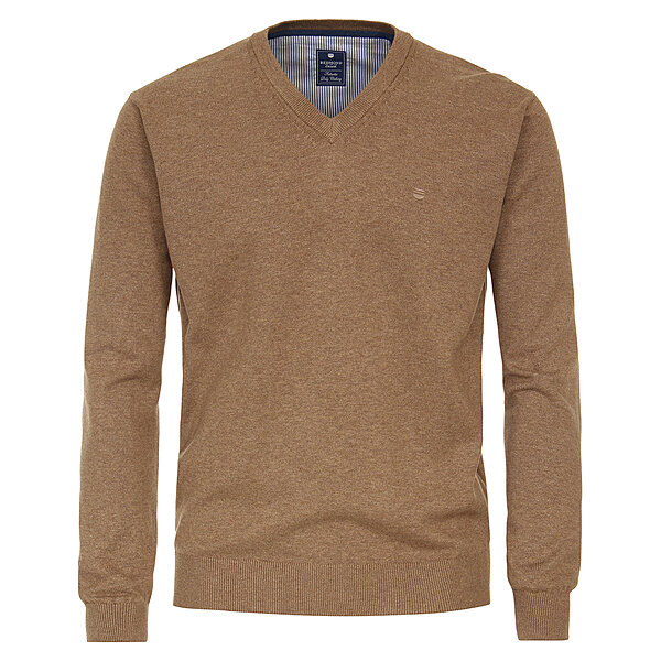 Redmond | Pullover Baumwolle | V-Ausschnitt | Camel