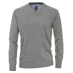Redmond | Pullover Baumwolle | V-Ausschnitt | Grau