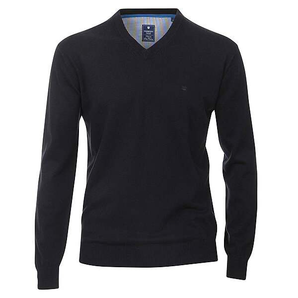 Redmond | Pullover Baumwolle | V-Ausschnitt | Marine