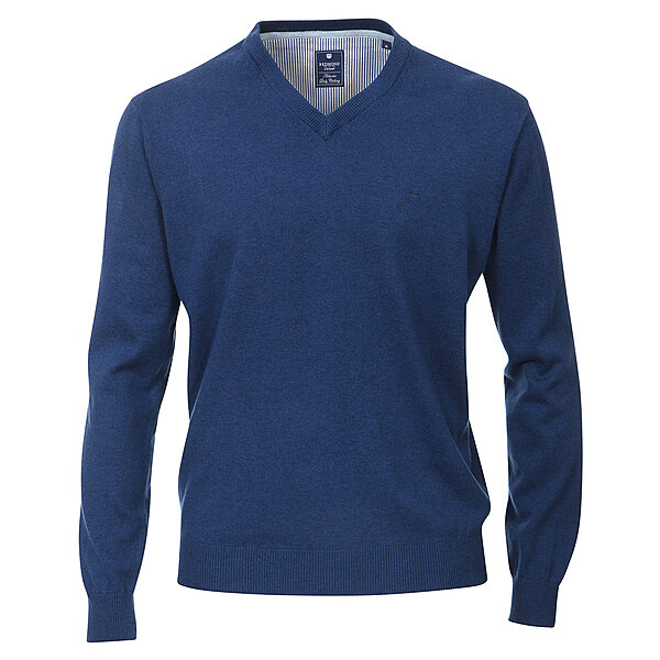 Redmond | Pullover Baumwolle | V-Ausschnitt | Royal