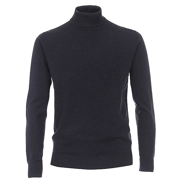 Redmond | Rollkragen-Pullover | Reine Baumwolle extra weich | Blau Melange