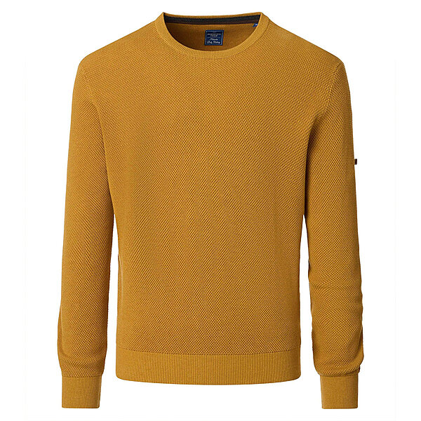 Redmond | Rundhals-Pullover | Baumwolle Strukturstrick | Messing