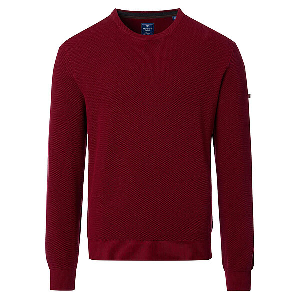 Redmond | Rundhals-Pullover | Baumwolle Strukturstrick | Rot
