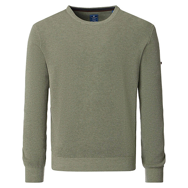 Redmond | Rundhals-Pullover | Baumwolle Strukturstrick | Salbei