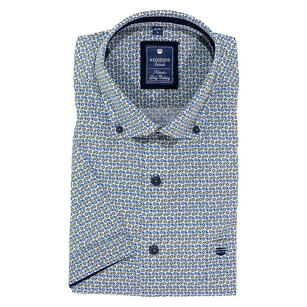 Redmond | Sommerhemd | Halbarm | Baumwolle | Button-down-Kragen | Grn Druck