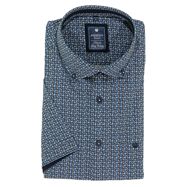 Redmond | Sommerhemd | Halbarm | Baumwolle | Button-down-Kragen | Marine Druck