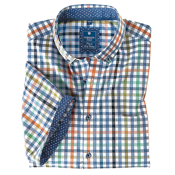 Redmond | Sommerhemd Kurzarm | Baumwolle | Button-down-Kragen | Karo Sport