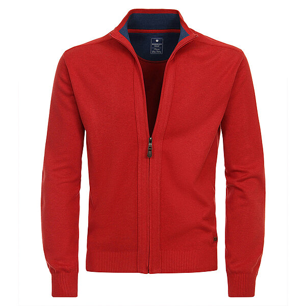 Redmond | Strick-Cardigan mit Reiverschluss | Reine Baumwolle | Rot