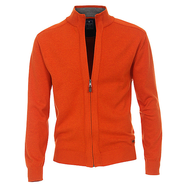 Redmond | Strick-Cardigan mit Reiverschluss | Reine Baumwolle | Terracotta