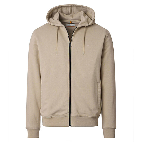 Redmond | Sweat Jacke mit Kapuze | Elastische Baumwolle | Beige