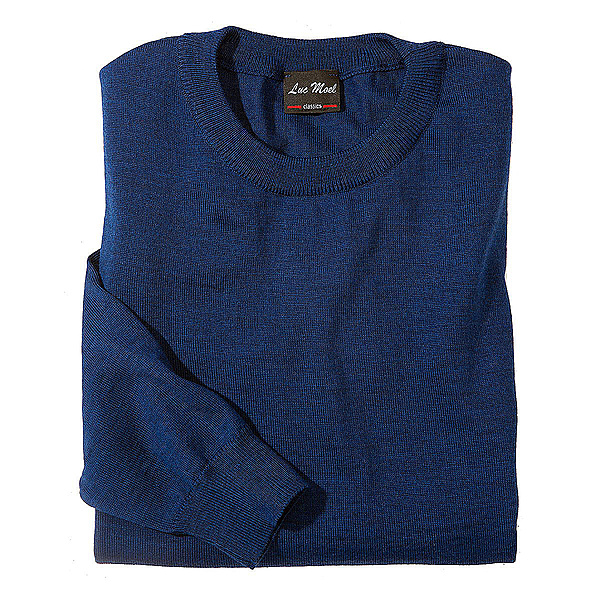 Rundhals Pullover | Reine Schurwolle | Farbe atlantis-blau