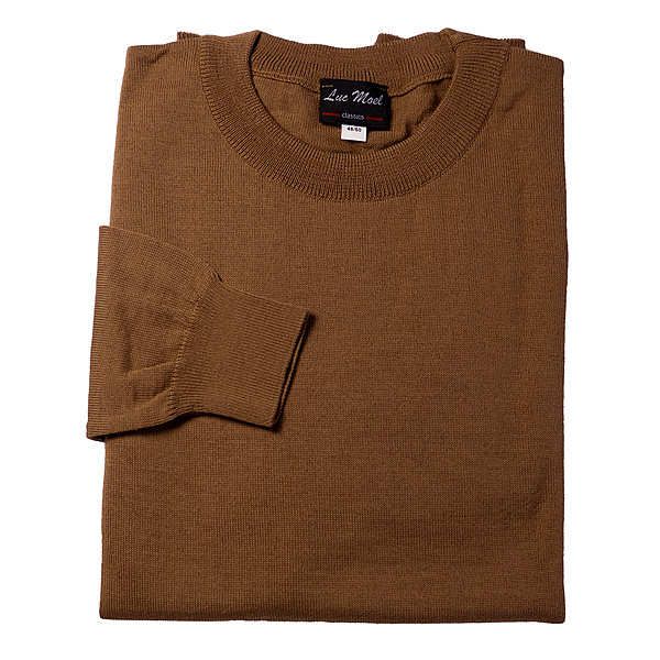 Rundhals Pullover | Reine Schurwolle | Farbe camel