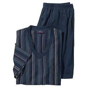 Schlafanzug Halb-Arm V-Kragen | Farbe marine
