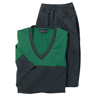 Schlafanzug 1/2-Arm V Kragen Farbe marine/grün