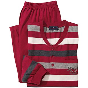 Schlafanzug mit Knopfleiste | Farbe rot