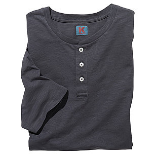 Serafino-Shirt mit Knopfleiste | Flamm-Garn Baumwolle | Farbe anthrazit