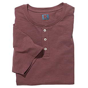 Serafino-Shirt mit Knopfleiste | Flamm-Garn Baumwolle | Farbe rot