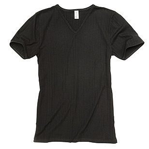 Comazo | Shirt mit 1/4 Arm und V-Ausschnitt |  Elastische Baumwolle | Schwarz