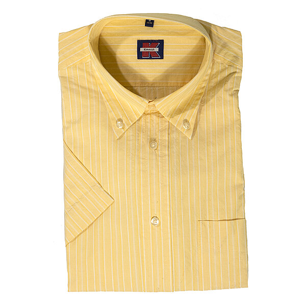 Sommerhemd | Kurzarm | Button-down-Kragen | Baumwolle | Gelb