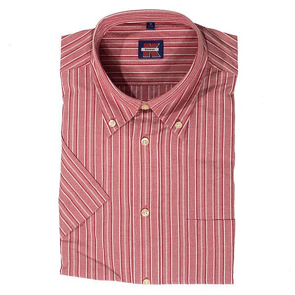 Sommerhemd | Kurzarm | Button-down-Kragen | Baumwolle | Rot