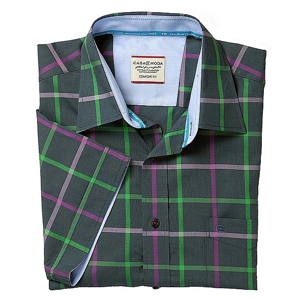 Casa  Moda | Sportliches Halbarm Sommerhemd | anthrazit Karo