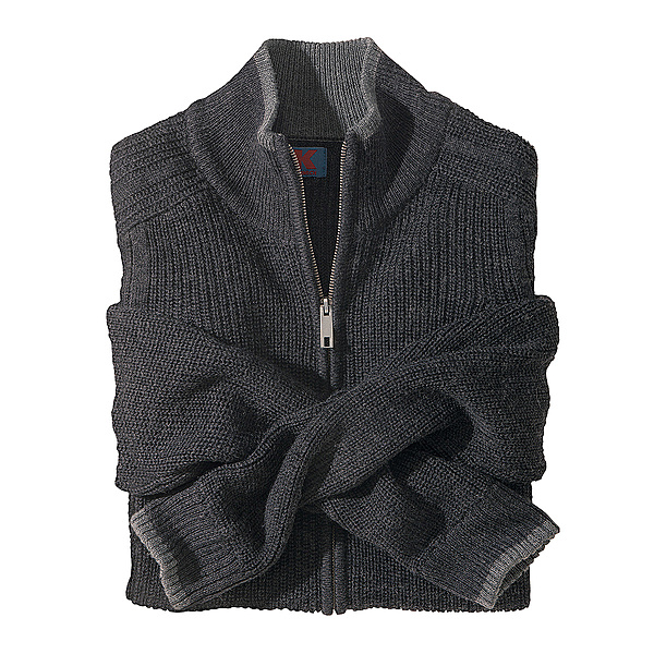 Strickjacke Rippe mit Patentstrick | Farbe anthrazit