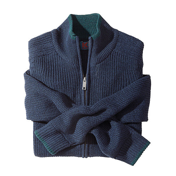 Strickjacke Rippe mit Patentstrick | Farbe marine