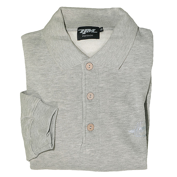 Sweat-Polo | Mit Knopfleiste | Grau