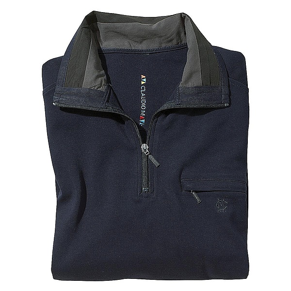 Sweat Shirt in Troyer Form | Reine Baumwolle | Farbe navy