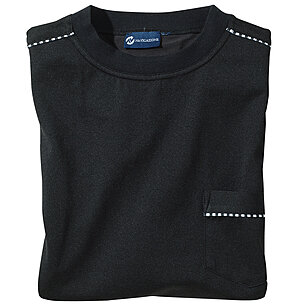 T-Shirt mit Brusttasche | Pflegeleicht und Bügelfrei | Schwarz