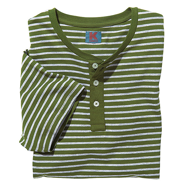 T-Shirt mit Knopfleiste | Serafino oder auch Henley | Baumwolle, Farbe olive