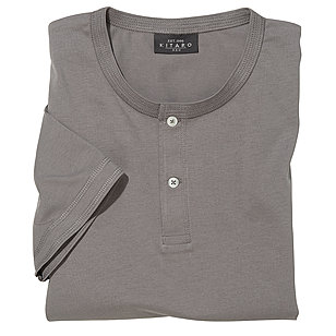Kitaro | T Shirt mit Knopfleiste Serafino | Farbe asphaltgrau