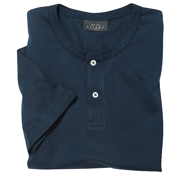 Kitaro | T Shirt mit Knopfleiste Serafino | Farbe marine