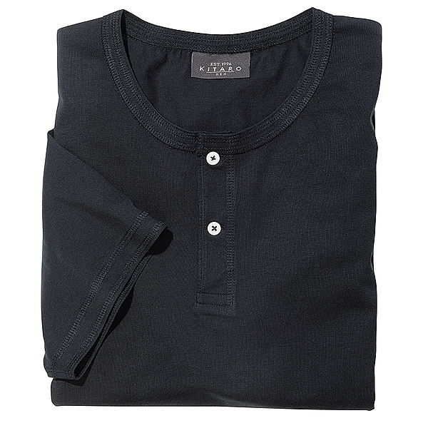 Kitaro | T Shirt mit Knopfleiste Serafino | Farbe schwarz