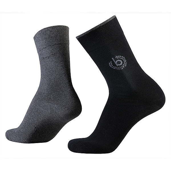 bugatti | Sensitive-Comfort Socken 2er-Pack | Schwarz / Anthra.